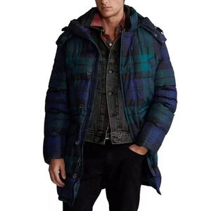 NWOT Polo by Ralph Lauren tartan  down long jacket with hood